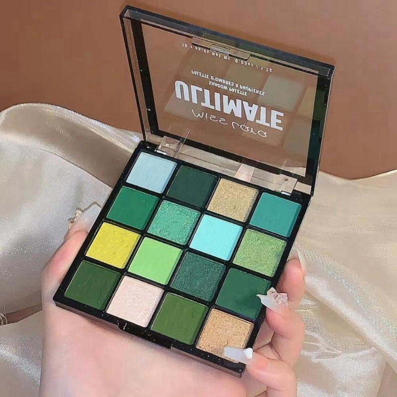 Green Eyeshadow Palette with 16 Colours - Eyeshadow Palette Matt