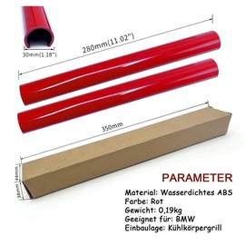 HISports Front Grille Insert 2 Pieces, Strip Radiator Grille Inserts Trim, Compatible with 5 series F10 F11 FO7 6 series FO6 F12 F13 7 series FO1 FO2 F03 FO4 (Red)