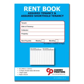 Cherry Tenants Rent Book - Assured Tenancy & Assured Shorthold Tenancy - Weekly/Monthly A5 16pages