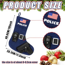 Silicherry 3 Pcs Police Christmas Stocking Police Officer Tactical Christmas Stocking Hanging Xmas Stockings Ornament Christmas Decorations for Family Us Military Gifts Decorations