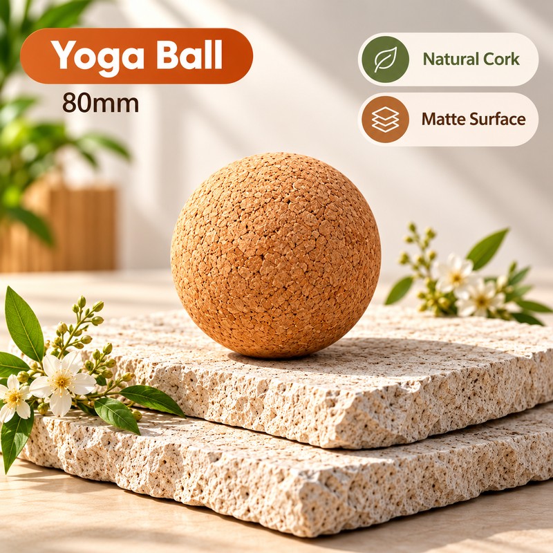 Natural Cork Yoga Block and Massage Ball for Yoga &