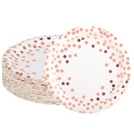 Paper Plates, Pack of 50, Disposable Plates, Biodegradable, Suitable for Parties, BBQs, Children's Birthdays, Weddings, Picnics and Other Events, Robust 300 g/m² (Rose Gold)