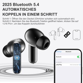 Kopfhörer Kabellos Bluetooth 5.4, In Ear Kopfhörer mit 6 ENC Noise Cancelling Mic, Digitale LED-Anzeige, 2025 Neue Earbuds HIFI Stereo, Wasserdicht, 30 Std. Spielzeit, USB-C, Ohrhörer für Arbeit