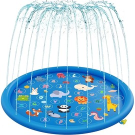 Non-Slip Splash Pad for Kids, Thickened 60-Inch Sprinkler Pool – Fun Outdoor Water Play Mat for Toddlers, Children, and Dogs – Safe Summer Backyard Fountain Toy (Blue)