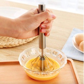 Indian Craft idea Egg Whisk, Newness Stainless Steel 30.40 cm Hand Push Whisk Blender - Versatile Tool for Egg Beater, Milk Frother, Rotating Push Mixer, Stirring, Kitchen Utensil