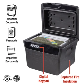 SentrySafe Charcoal Gray Waterproof and Fireproof Safe, Lock Box with Keypad for Documents and Hanging File Folders, Exterior: 14.1 x 16.6 x 13.8 Inches, ‎FHW40300