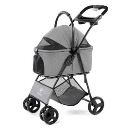 Toolzia 3 in 1 Pet Stroller with Removable Carrier - Folding All-Terrain Stroller for Small & Medium Dogs and Cats, Waterproof with Sun Shade