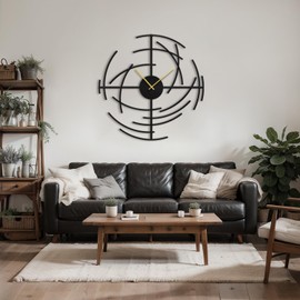 SIGNLEADER 30 Inch Metal Wall Clock Wall Art Decor, Round Wall Sculpture Clock Silent Battery Operated Hangings Home Decoration for Living Room, Bedroom, Kitchen, Bathroom