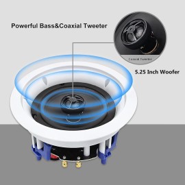 Herdio 5.25" 300W Home Store In Ceiling Speakers+In Wall Bluetooth Amplifier