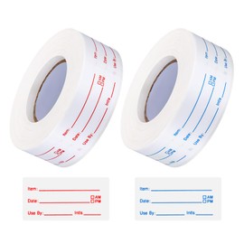 2 Rolls 1000 Pieces Removable Food Stickers,1 x 2 Inch Food Freezer Lables Reminder Food Storage Labels Prep Canning Labels for Jars,Pantry and Meal Containers (Red,Blue)
