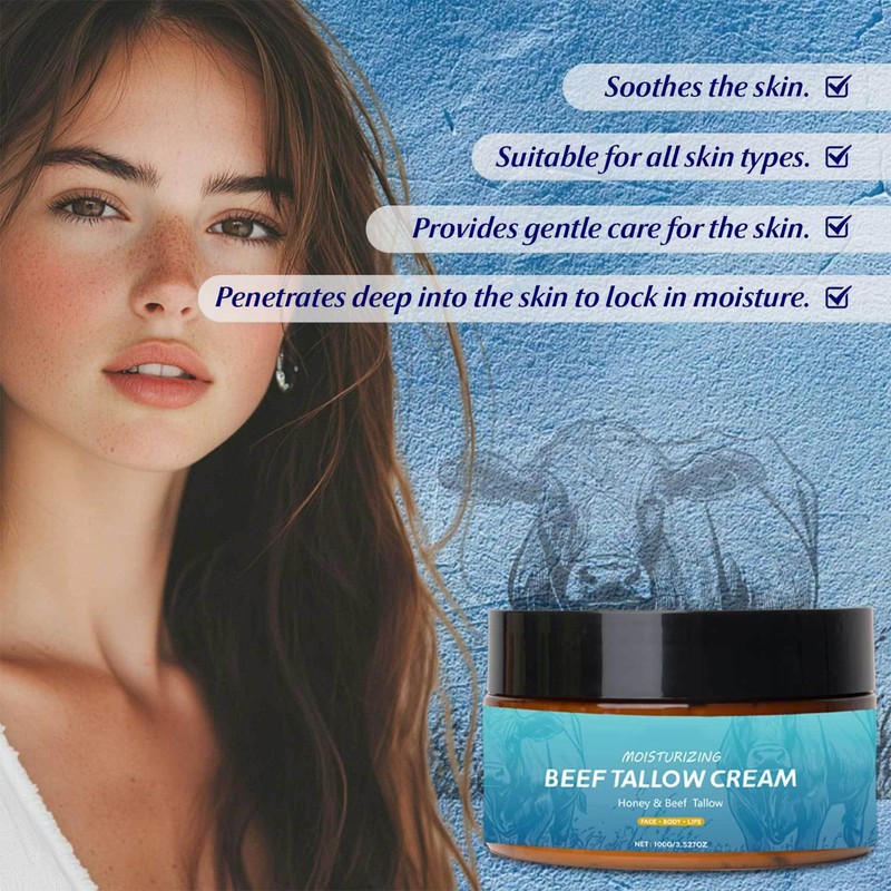 Rostblant Bio Rindertalg Hautpflegecreme,Beef Tallow Cream,Bio Creme,Bio-Rindertalgbalsam,Feuchtigkeitscreme für Gesicht und