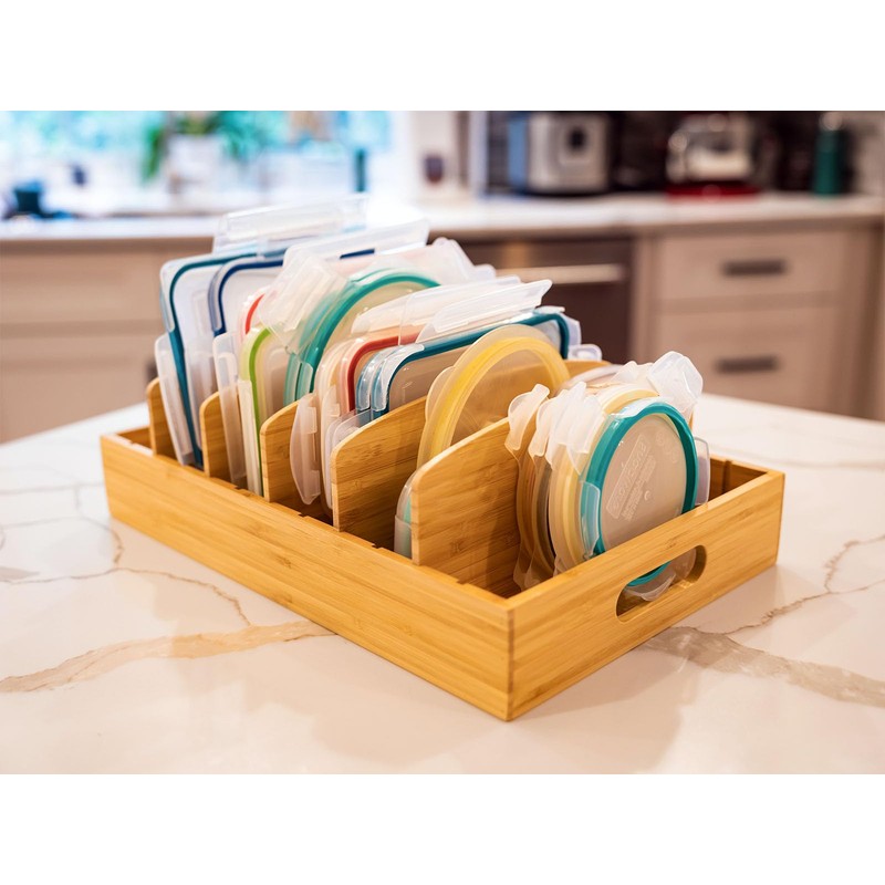 Umilife Extra Large Kitchen Cabinet & Drawer Organizer, Bamboo Lid