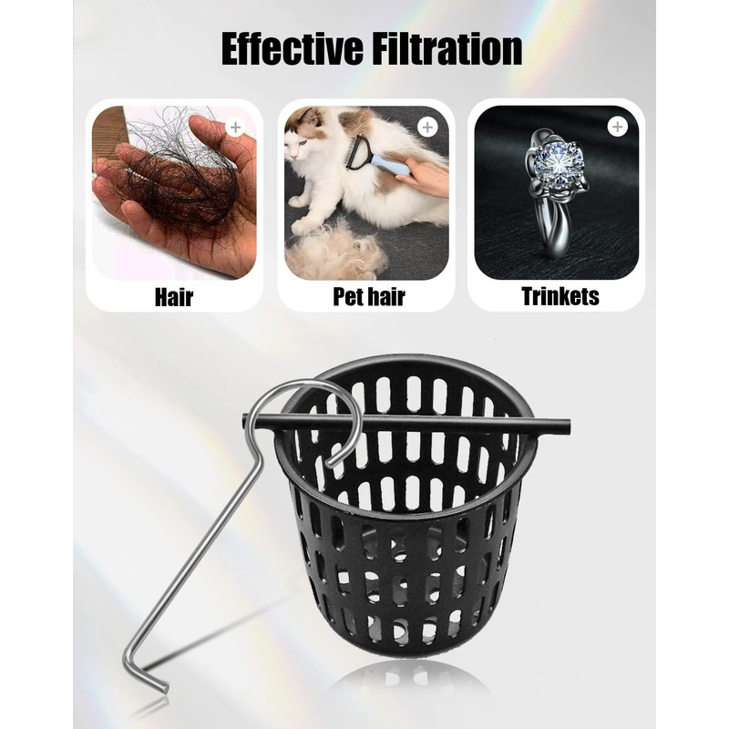 2 Pcs 2 Inch Hair and Debris Strainer, Black Coating