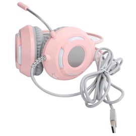 AJAZZ OverEar Headphones 7.1 Stereo Sound Noise Canceling Wired Headset with USB Interface(Pink )