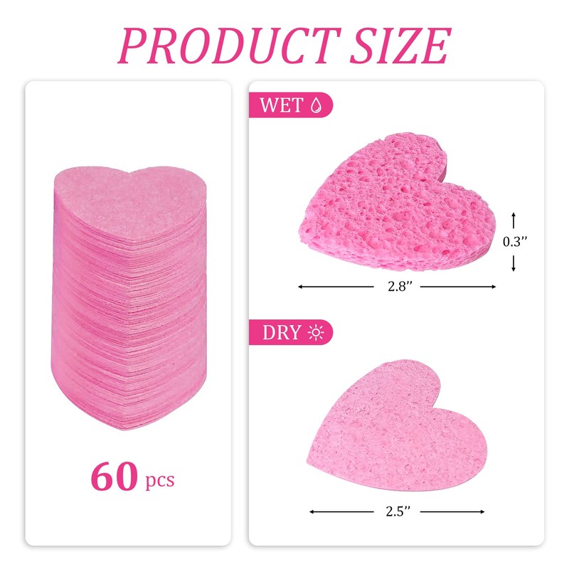 kickleen 50-Count Kickleen Compressed Cellulose Heart Shape Facial Sponges |