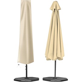OKPOW Umbrella Cover 420D Oxford Fabric Patio Umbrella Covers Waterproof with Zip, for 9ft to 12ft Garden Outdoor Umbrella (Khaki) | OKPOW