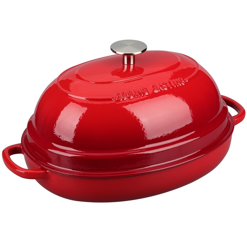 EDGING CASTING Enameled Oval Cast Iron Dutch Oven Pot with