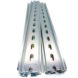10 Pieces TS35/7.5 Slotted DIN Rail, Zinc Plated SPCC Steel with RoHS, CE, 12" Long 35mm Wide 7.5mm High