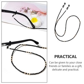 Beaupretty 2pcs Rustic Eyeglass Chain Wooden Bead Strap Retainer Strap Sunglasses Holder, black