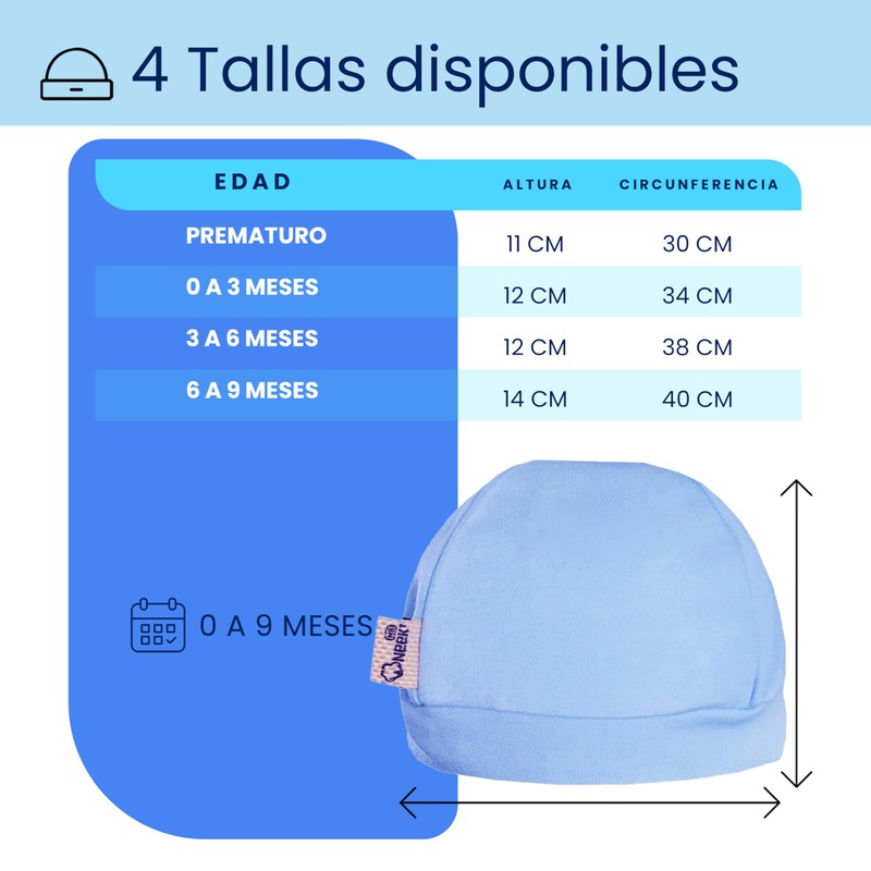 Neek Cotton | Pack de 6 Gorros para Bebé Prematuro
