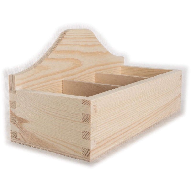 Wooden Open 3 Compartments Box | Multi-purpose Storage | Tea