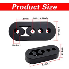 Sinytuto Pack-2 4 Holes Car Exhaust Hanger, Waterproof Durable Rubber Vehicle Exhaust Pipe Support Bracket, Universal Automotive Muffler Exhaust Hanger Accessories for Truck SUV Car (Black)