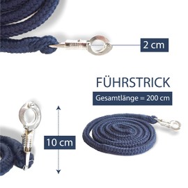 Lead Rope with Panic Hook for Horses - Tie Rope in Various Stylish Designs, Lead Rope, Pony, Donkey, Goat - Dark Blue