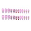 24 uñas postizas hechas a mano con lazo rosa 3D,