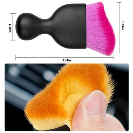Blilo Car Interior Detailing Brush, Auto Soft Hair Cleaning Brushes, Scratch Free Curved Dirt Dust Collectors, Removal Tool for Vehicle Dashboard Air Conditioner Vents Leather (Deep Purple/1PCS)
