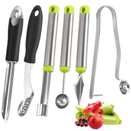 Openfly Vegetable Corer Tool, 6 Pcs Stainless Steel Fruit and Vegetable Corer Tools for Home Kitchen Cherry Pear Jujube Zucchini Chili