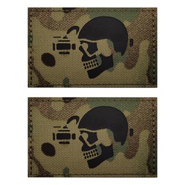 2 PCS AliPlus Night Vision Skull Patches IR Infrared Reflective Patch Laser Cut Patch Tactical Military Morale Patch Hook and Loop