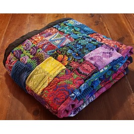 Handmade Colorful Embroidered Huipile Guatemalan Blanket