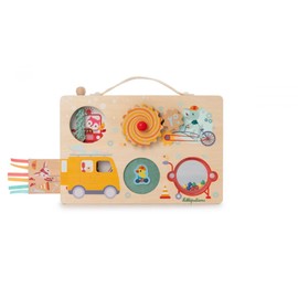 Lilliputiens - Activity board vehicles - Busy board for babies - Multi-activity toy for babies - Promotes fine motor skills - Practical carry case - From 18 months - 83509