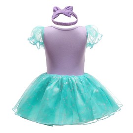 Lito Angels Mermaid Princess Ariel Dress with Headband for Baby Girls, Bodysuit Romper Costume Fancy Dress, Size 12–18 Months 297