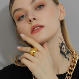 GoldChic Classic Shiny Convex Ring Made of 316L Stainless Steel in Width 8.8 mm/16 mm/23.5 mm Simple Stackable Band Ring with Rhinestone Stars Slim Memorial Women's Ring Size 54.4 (17.3) - 67.2 (21.4)