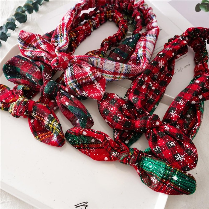 5 x Stretchy Christmas Headbands Set Bow Soft Elastic Alice
