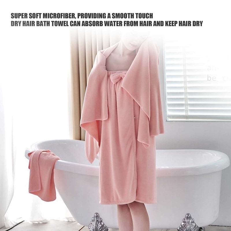 Bath Towel Wrap Coral Fleece Spa Women Adjustable Shower Wrap