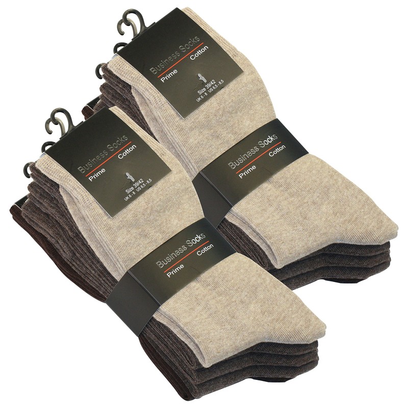 10 Pair Mens BUSINESS Plain Socks, Cotton rich, Original by