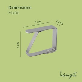 heimzeit Tablecloth Clips Made of High-Quality Stainless Steel [Pack of 10, 4 cm] Colour: Silver, Tablecloth Holder for Outdoor and Indoor Use, Table Cloth Clips for Tables with Max. Plate Thickness