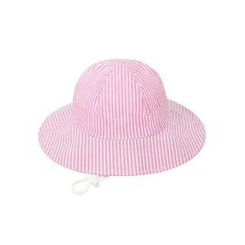 Century Star Children's Sun Hat UV Protection Sun Hat Baby Wide Brim Sun Hat with Chin Strap Adjustable Summer, Pink Stripe, 6-12 months