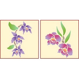Orchid Stencil Set 1 & 2: Set of 2-5.6" x 8.2" and 4.25" x 5.5" Elegant Tropical Floral Templates for DIY Crafts, Wall Art, Home Décor, Furniture Painting from The Artful Stencil