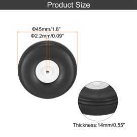 MECCANIXITY 6 Pcs RC Airplane Wheels, 1.8 Inch OD RC Plane Parts Wheels Model Airplane Light PU Sponge Tire Tail Foam Wheel for DIY RC Model Plane Aircraft