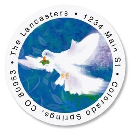 Flight of the Dove Round Address Labels - Set of 144 1-1/2" diameter Self-Adhesive, Flat-Sheet labels