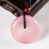 Women's Donut Necklace Pendant, Natural Pink Chalcedony Agate Lucky Stone