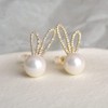 Rabbit Pearl Earrings for Women Girls Cute Hypoallergenic CZ Bunny