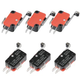 BUYGOO 6Pcs V-156-1C25 Micro Limit Switch with Hinge Roller Momentary SPDT Snap Action for Arduino CYT1046