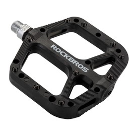 Rock BROS Pedales de bicicleta de montaña de nailon compuesto de 9/16 pulgadas MTB Pedales de bicicleta con plataforma plana ancha