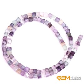 GEM-Inside - abalorio de cuarzo de fluorita de arco iris de 4 mm (38 cm) para hacer joyas, hilo de 15 pulgadas
