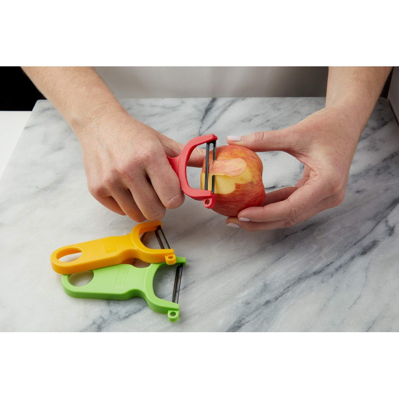 Kuhn Rikon Original Swiss Translucent Peeler Set, 4-Inch, Red/Green/Yellow