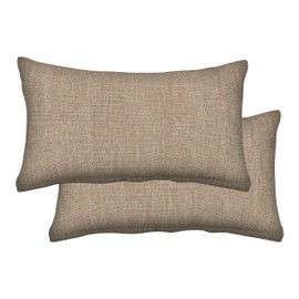 Honeycomb Outdoor Lumbar Toss Pillow Set, 20" W x 12" L, Textured Solid Birch Tan Outdoor Pillows